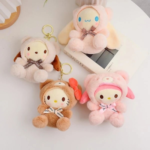 Søt plysj nøkkelring kawaii sanrio anime tegneserie anheng tilbehør