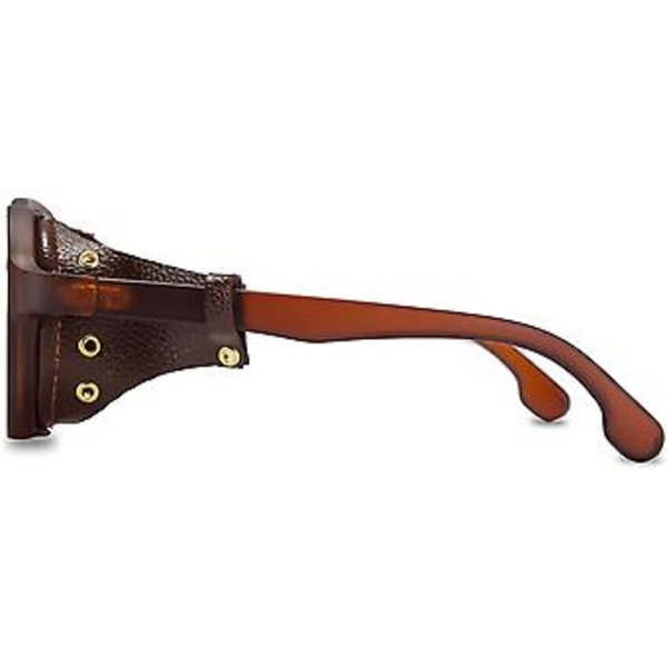 Ubiuo Retro Runde Steampunk Solbriller Kvinder Mænd Vintage Briller Let Plastramme Med Læderbeklædning B2532