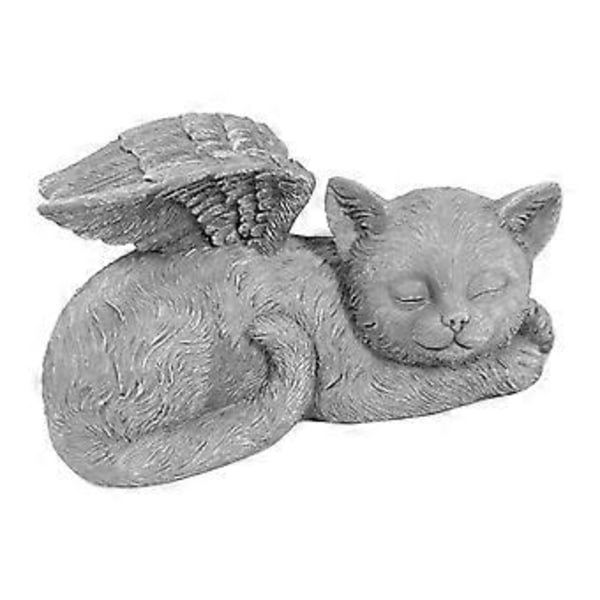 Kjæledyr Minnestatue Resin Sovende Kjæledyr Engel Hageskulptur for Kjæledyr Minnegravstein Ornament Engel Katt