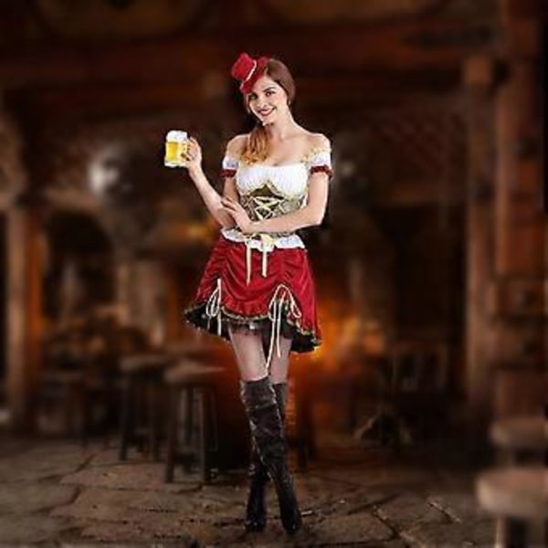 100% Uudet Päivitetyt Oktoberfest-asut Naisille, Saksalaiset Puvut Baijerilaiset Dirndl-mekot Oktoberfest-asut (XXL Valkoinen)