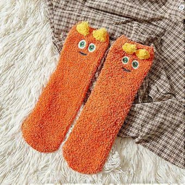 Dam Fuzzy Socks Mysiga Fluffiga Toffelstrumpor Söta Mjuka Vinter Varma Sovkstrumpor (C)