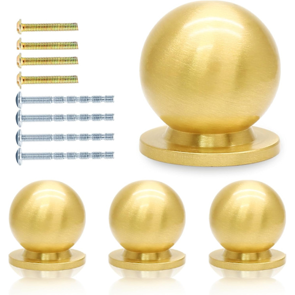 4 stk. massive messing mini runde knopper, 3/4\" dia messinghåndtag, mini