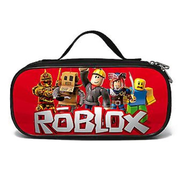 Roblox Pennfodral för Studenter Barn Stor Kapacitet Pennfodral med Dragkedja 2 Lager Pennlåda Pennväska (D)