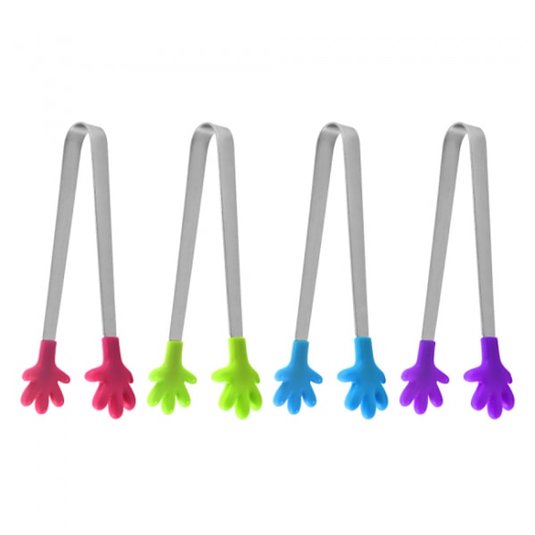 4 pcs Mini-tongs with perfectly designed silicone hand-shaped ton