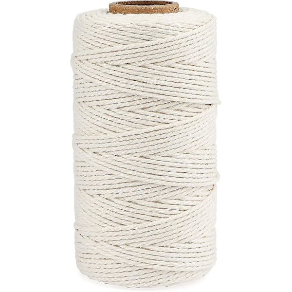 3 mm Makramé-snöre Kompatibelt Hantverk 100 m Beige Bomull Makramé Hantverkssnöre Kompatibel Väggbonad Växthängare Stickning.2MMx100M.Beige
