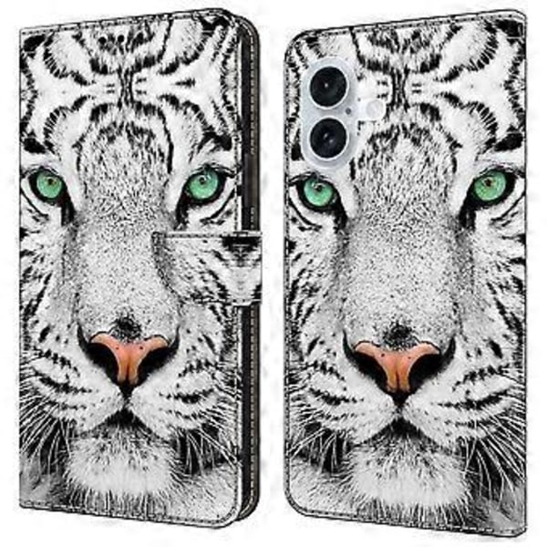 Skal till iPhone 16 Mönstertryckt Skyddande Fodral TPU+PU Läder Flip Telefonfodral (Stil D)