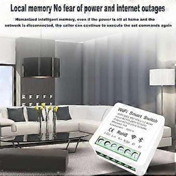 CoRui eWeLink Wifi 16A MINI Smart Switch Timer Trådlös Switch Smart Hem (vit)