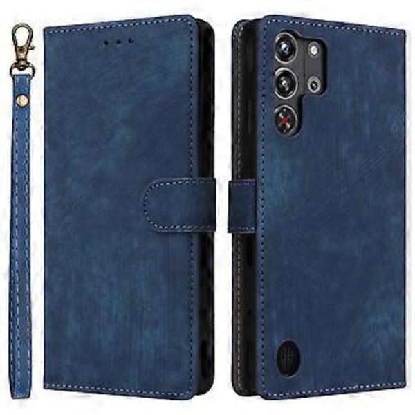Til ZTE nubia Red Magic 10 Pro 5G/10 Pro+ 5G Wallet Case RFID-blokering PU Læder Cover Stand View (Blå)
