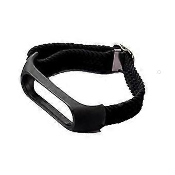 (B)4st Klockarmband Nylon för Xiaomi Mi Band 3/4/5/6/7/NFC Svart