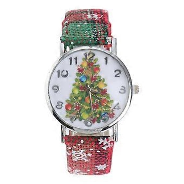 Damklocka Mode Julhänge Elegant PU Läder Kvarts Armbandsur Vackert Fritid Snöflinga Stil Klocka Smycken för Damer (Snöflinga w