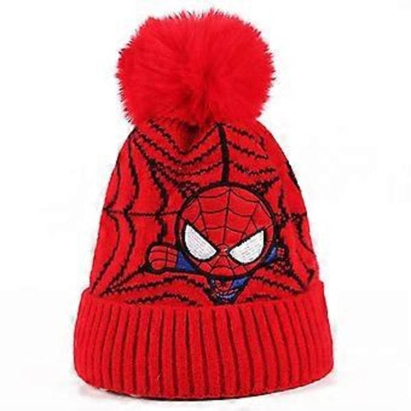 Spiderman Hue Vinter Varm Pom Pom Tyk Strikket Skihue Til Børn Drenge -NMAOV( Rød)
