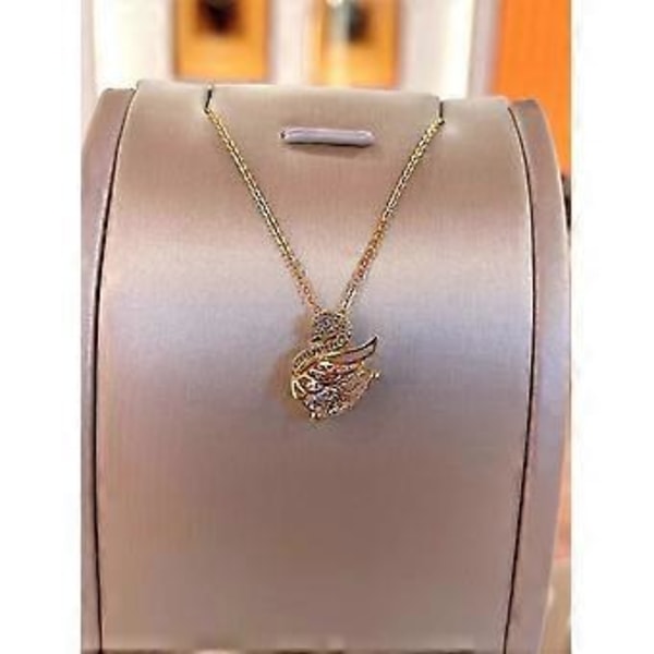 Djursvan Zirkonia Halsband Dam Lätt Lyx Nisch Nyckelbenskedja 520 Alla Hjärtans Dag Present (Guld)