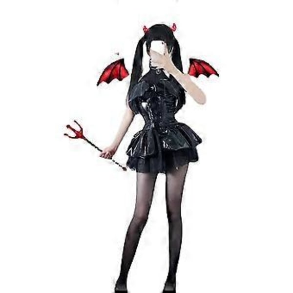 Succuba Cosplay -asu, Pieni Paholaisen Hame, Halloween-karnevaalijuhla-asu naisille (M Musta)