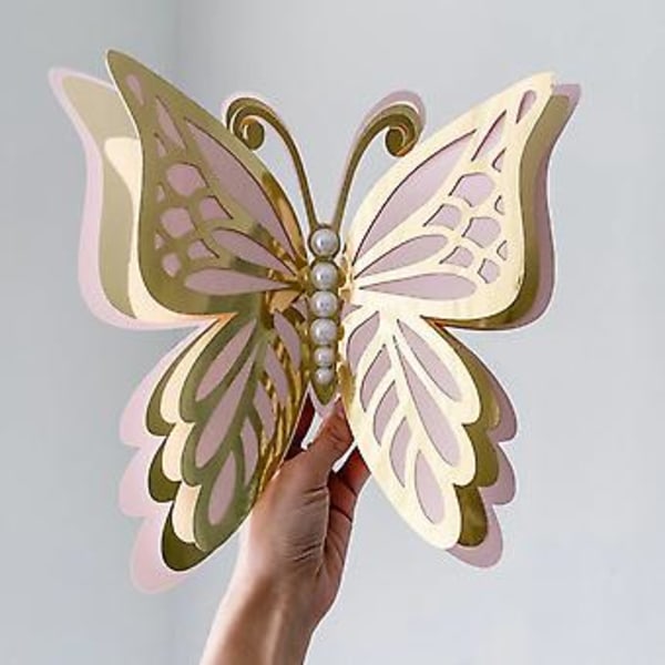 12 stk. Skinnende Butterfly Vægstickers Dobbeltsidede Dekorative Vægstickers Til Fester Bryllupper Jubilæer (A)