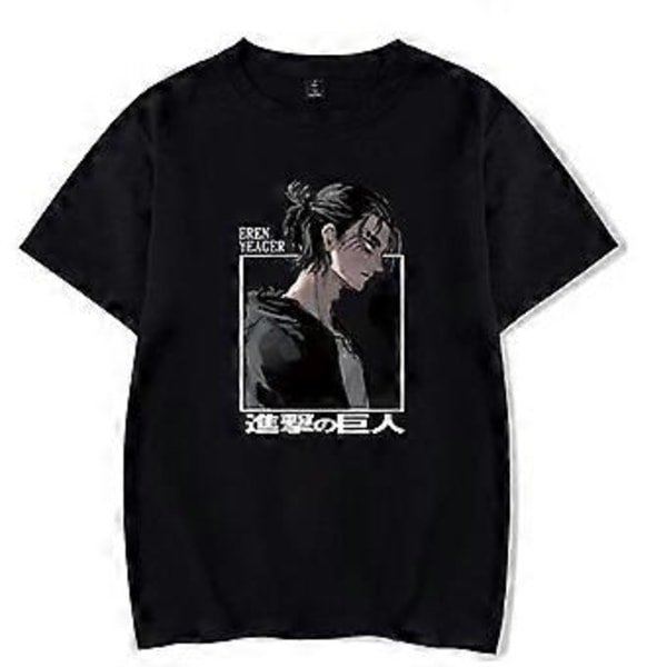 Attack on Titan Eren Yeager Anime Mode Casual Rund Hals Kortærmet Herre Dame T-shirt (XS grå)
