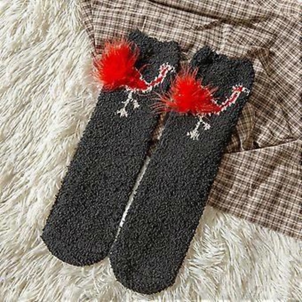 Dam Fuzzy Socks Mysiga Fluffiga Toffelstrumpor Söta Mjuka Vinter Varma Sovkstrumpor (F)
