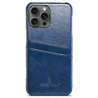 FIERRE SHANN Deksel til iPhone 16 Pro Max Vokset PU-lær+PC Kortholder Telefondeksel (Stil E)