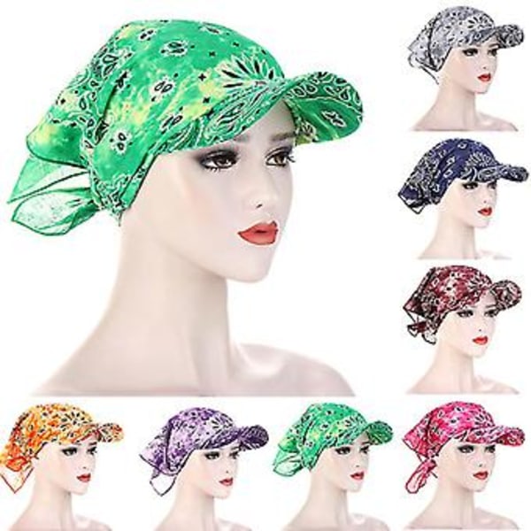 Unisex Bomulls Solhatt Hedging Cap Huvudbonad Tryckt Bandana Med Brätte Huvadduk Västerländsk Baseballkeps Utomhushatt (A7)