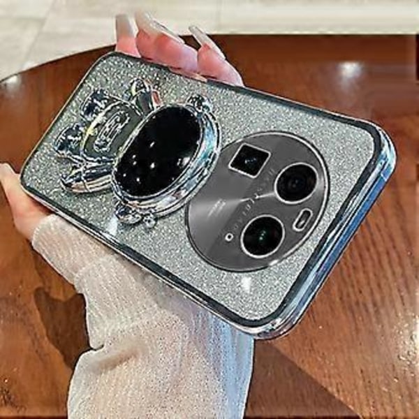 Oppo Find X6 Pro -puhelimelle Astronaut Kickstand PC+TPU Naarmuuntumaton Kuori Galvanointi Puhelinkotelo()