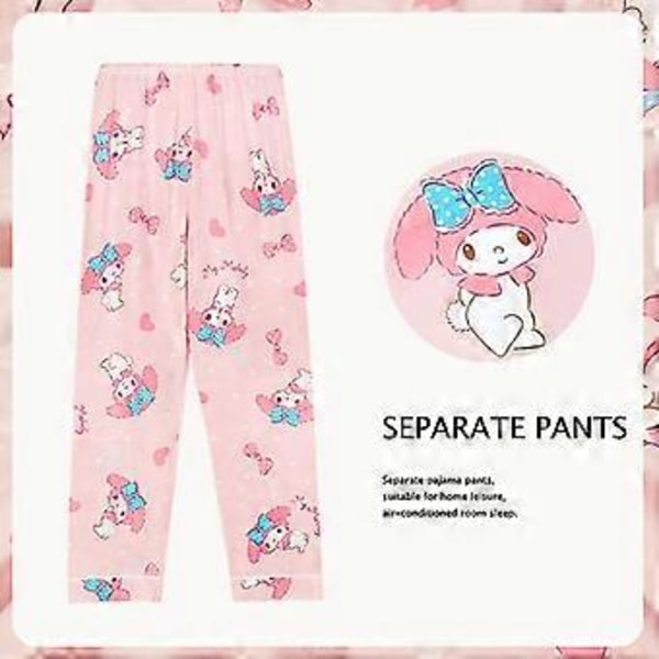 Anime Sanrio Pyjamasbyxor Cartoon Bottoms Sleepwear Långa för Par Bekväma Lösa Hembyxor Tunna Pyjamasbyxor (XL 7)