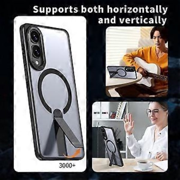 Til Samsung Galaxy S25 Edge Cover Kompatibel med MagSafe Støtteben TPU + Akryl Telefon Cover (Titanium Grå)