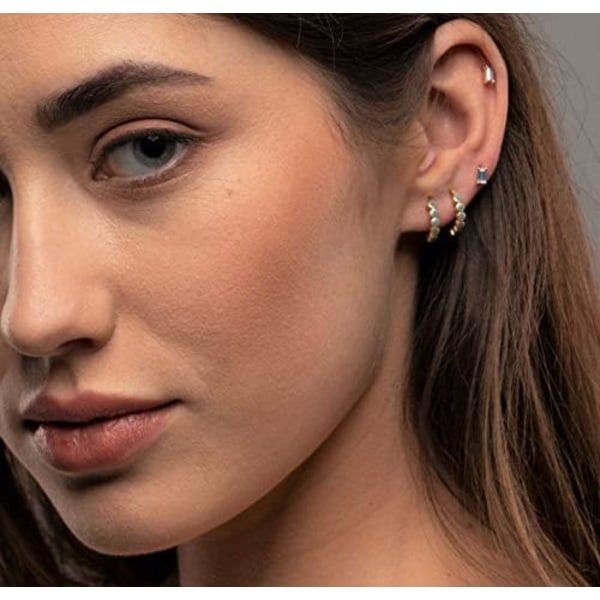 Guld Hoop Örhängen Huggie för Kvinnor Cubic Zirconia   Guldpläterade Små Huggie Hoops Örhängen Hypoallergena Smycken Present