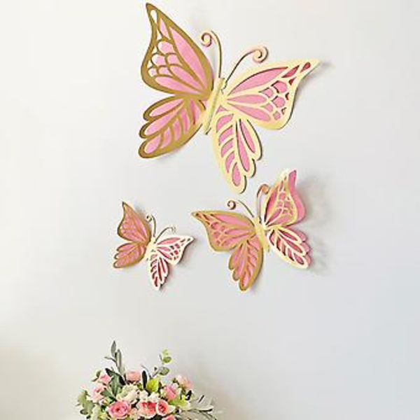 12 stk. Skinnende Butterfly Vægstickers Dobbeltsidede Dekorative Vægstickers Til Fester Bryllupper Jubilæer (A)