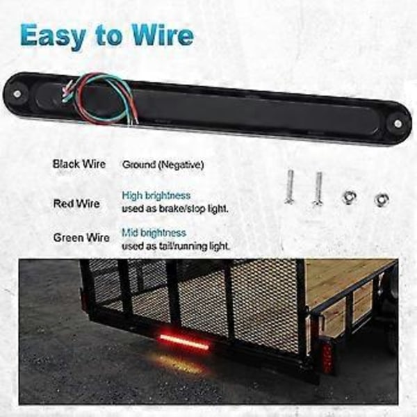 2 stk. Trailer Bremse Baglygte Bar 12-24V 15 LED, Vandtætte Baglygter, Kørelys, Identifikationslys til Offroad Lastbil Varebil Bil RV UTV ATV