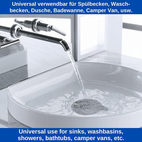 Diameter 13,3 cm, (grå), 1-pack, avloppsplugg för badkar, dusch,
