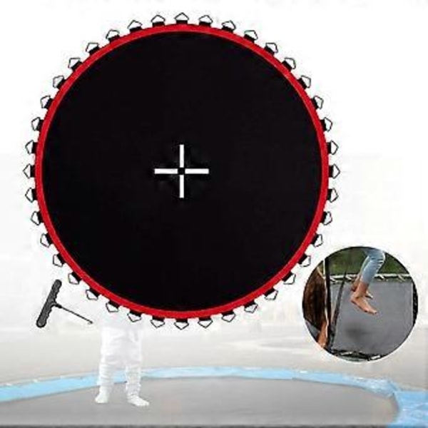 Trampolin Udskiftningsmåtte Trampolin Springdug, Udstyr Rund Udendørs Premium Dele med Metaløjer Springpude (Rød 54 Spænder)