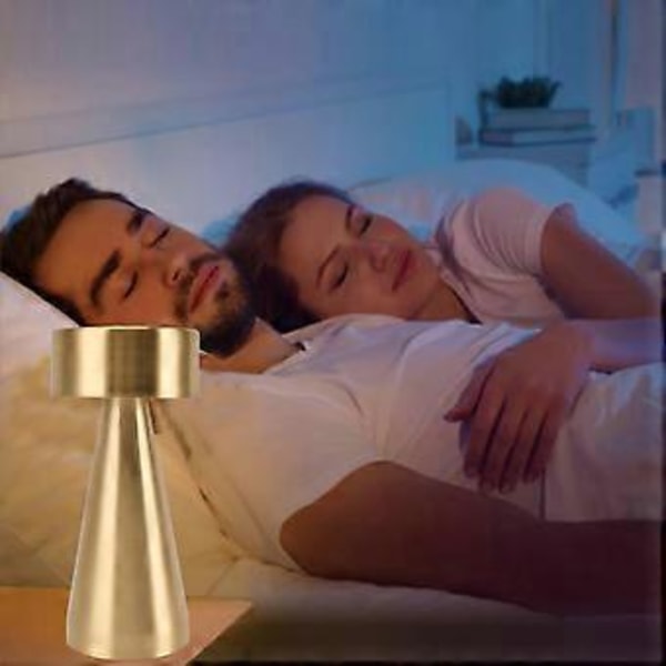 LED Portabel Metall Bordslampa med Touchsensor 3 Färger Steglös Dimning Sängbordslampa Uppladdningsbar Nattlampa