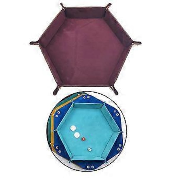 Vikbar Tärningsbricka Hexagon Rullbricka Hållare Tärningsspel Fest Casino Röd (Kaffetyp A)