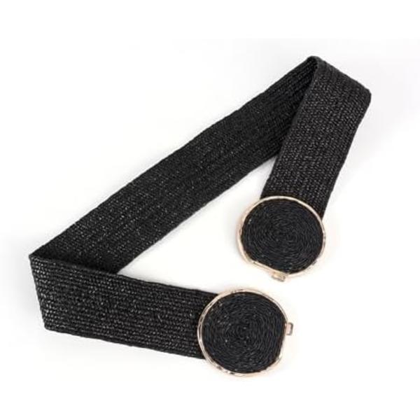 Kvinnors flätade tjocka bälte mode hålfri bred raffia hålfri elastisk strand chunky bälte för sommarklänning