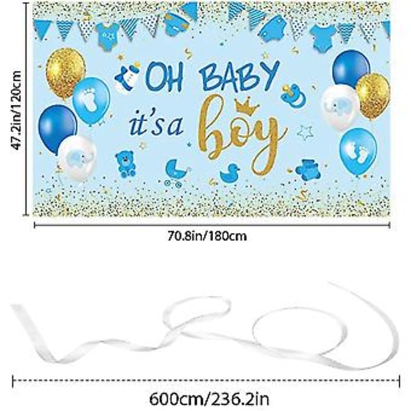 Baby Shower Dekorationer Stor Storlek Oh Baby Det Är En Pojke Baby Shower Födelsedag Banner Bakgrund Foto Bakgrund För Pojkens Blå Baby Shower Party Sup
