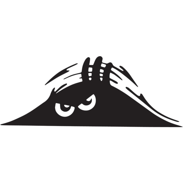 Peeking Monster Scary Eyes 1 Stickers (Black) (Pack of 2) Premium