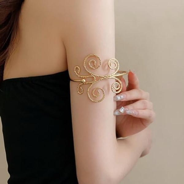 Arm Cuff Wrap Swirl Arm Tassel Blade Armbånd Guld Sølv Overarmlet Armbånd Åben Manchet Justerbar Lagdelt Overdrivelse