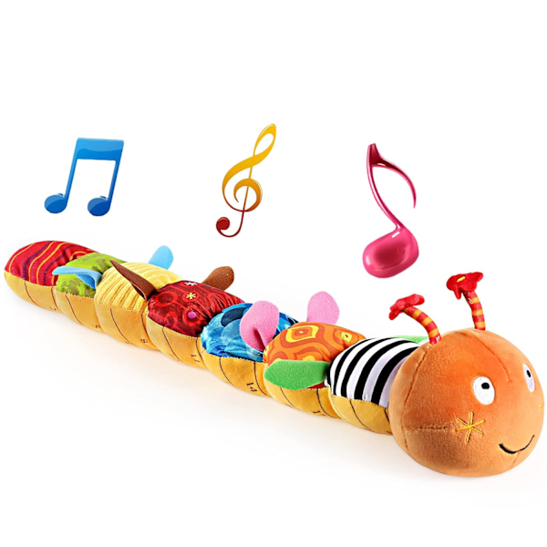 Musikalisk Caterpillar Baby Leksaker, Mjukt Knastrande Rassel Baby Leksaker med Ringklocka Plysch Leksak för Förskolebarn, Nyfödda, Pojkar, Flickor, 3 6 12 Månader och Uppåt