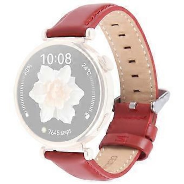 Garmin Lily 2 Active/Lily 2 -rannekkeelle 14mm yläkerroksen lehmännahkainen kellon ranneke - Punainen (Punainen)