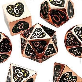 7 kpl Numerolliset Monisivuiset D8 D10 D12 D20 (pronssi)