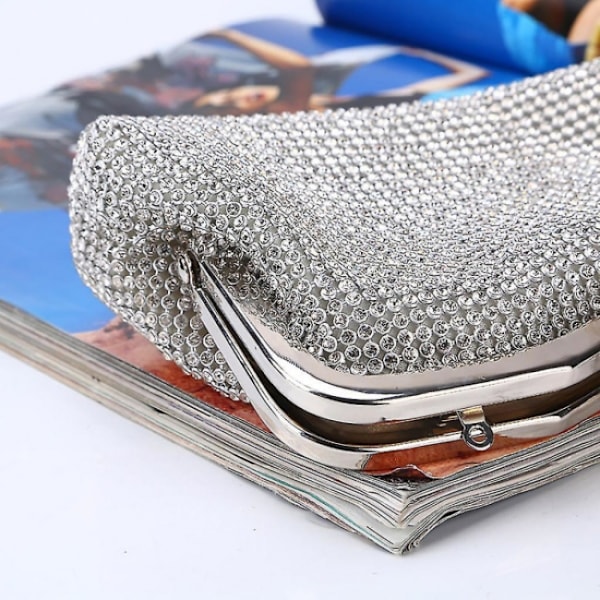 Sølv Kvinde Mode Aften Håndtaske Diamant Rhinestone Fest C