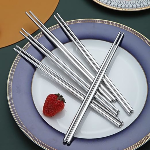 10 par genanvendelige spisepinde, rustfrit stål metal spisepinde, D