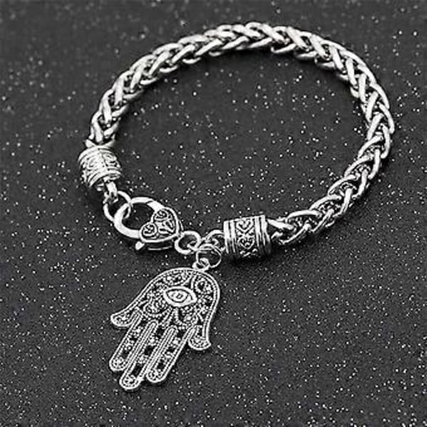 Hamsa-käsi Fatima-hopeakorun - Paha silmä -suoja hopeapintainen seosriipus koru onnen ja menestyksen riipus ystävyys