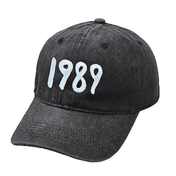 Mænd Kvinder Unisex Taylor Swift 1989 Retro Baseball Cap Justerbar Snapback Vintage Sol Sport Hat Julegave Fans (Sort)