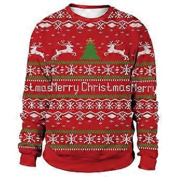 Jultryckta Partröjor för Kvinnor och Män Långärmad Pullover Jumper Julparty Nyhet Toppar Semesterpresent (M A)