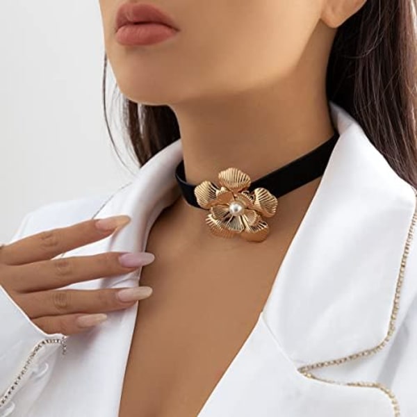Blomster Choker Halsband Sammet Ros Blommig Choker Y2K Smycken Tillbehör Present till Kvinnor