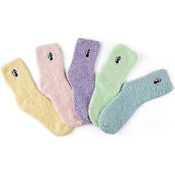 Dam Mysiga Fluffiga Strumpor Fuzzy Strumpor Plyschstrumpor 5 Par