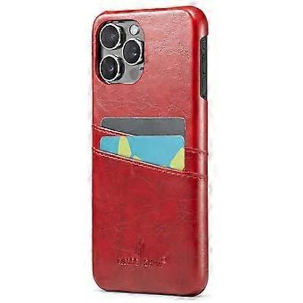FIERRE SHANN Skal för iPhone 16 Pro Max Vaxigt PU-läder+PC Korthållare Telefonskydd (Stil C)