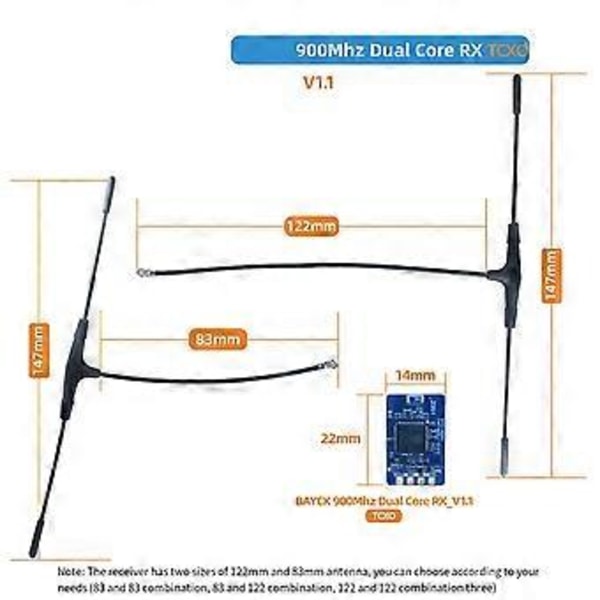 915MHz 868MHz ELRS RX Diversity -vastaanotin, kaksoisydin RX TCXO, kaksoisantenni FPV-pitkän matkan kilpa-ajoon Dro(A )