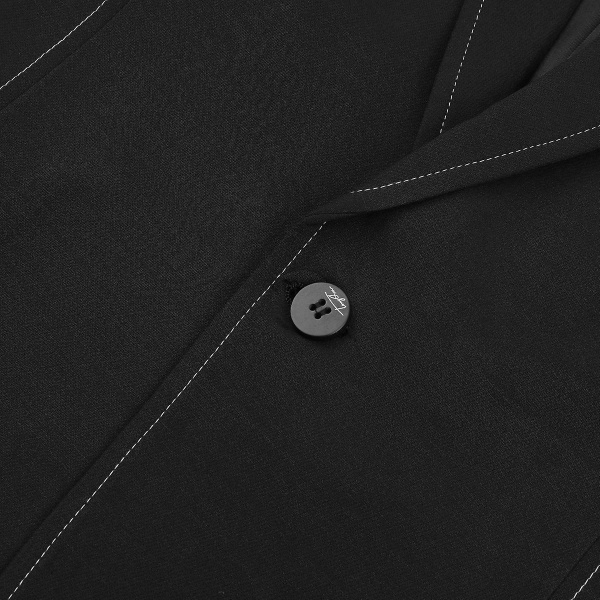 Allthemen Mens Solid Color One Button Simple Jacket Black Black XS