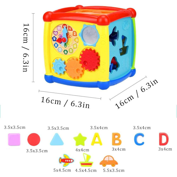 Aktivitetskub för bebis 1 2 år, 6 i 1 Multifunktionell Deve